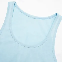 Clearance OUKU Men Sleeveless Round Summer Solid Color Vacation Daily Casual Plain Outdoor Vacation Home White Light Blue Top Tee for Men