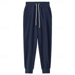 Online OUKU Men's 100% Cotton Athletic Pants Active Pants Active Joggers Solid Color Full Length Outdoor Home Sports Outdoor Sports Fashion Gray Green Black Micro-elastic