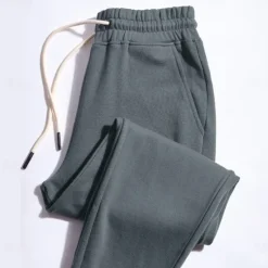 Online OUKU Men's 100% Cotton Athletic Pants Active Pants Active Joggers Solid Color Full Length Outdoor Home Sports Outdoor Sports Fashion Gray Green Black Micro-elastic