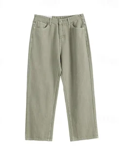 Best OUKU Men's 100% Cotton Chino Pants Straight Leg Solid Color Full Length Outdoor Vacation Casual Elegant Vacation Light Khaki Black Micro-elastic