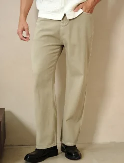 Best OUKU Men's 100% Cotton Chino Pants Straight Leg Solid Color Full Length Outdoor Vacation Casual Elegant Vacation Light Khaki Black Micro-elastic