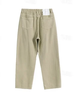 Best OUKU Men's 100% Cotton Chino Pants Straight Leg Solid Color Full Length Outdoor Vacation Casual Elegant Vacation Light Khaki Black Micro-elastic