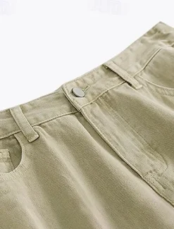 Best OUKU Men's 100% Cotton Chino Pants Straight Leg Solid Color Full Length Outdoor Vacation Casual Elegant Vacation Light Khaki Black Micro-elastic