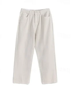 Best OUKU Men's 100% Cotton Chino Pants Straight Leg Solid Color Full Length Outdoor Vacation Casual Elegant Vacation Light Khaki Black Micro-elastic
