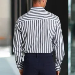 Best OUKU Men's 100% Cotton Dress Shirt Long Sleeve Striped Turndown Formal Office / Career Button Clothing Apparel Daily Business Black