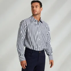 Clearance OUKU Men's 100% Cotton Dress Shirt Button Down Shirt Long Sleeve Solid Color Turndown Spring & Fall Formal Wedding Clothing Apparel Button Black