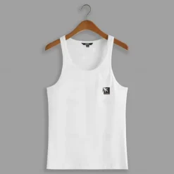 OUKU Men's 100% Cotton Graphic Fashion Outdoor Casual 3D Print Tank Top Vest Top Undershirt Street Casual Daily T shirt Sleeveless Crew Neck Shirt Spring & Summer Clothing Apparel White