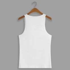 OUKU Men's 100% Cotton Graphic Fashion Outdoor Casual 3D Print Tank Top Vest Top Undershirt Street Casual Daily T shirt Sleeveless Crew Neck Shirt Spring & Summer Clothing Apparel White