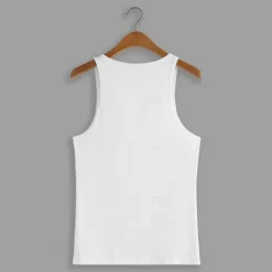 Online OUKU Men's 100% Cotton Graphic T shirt Letter Fashion Outdoor Casual Tee Undershirt Tee Top Street Casual Daily T shirt White Blue Sleeveless Crew Neck Shirt Spring & Summer Clothing Apparel