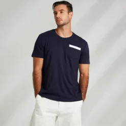 Hot OUKU Men's 100% Cotton Graphic T shirt Fashion Outdoor Casual Tee Tee Top Street Casual Daily T shirt Navy Blue Short Sleeve Crew Neck Shirt Spring & Summer Clothing Apparel White