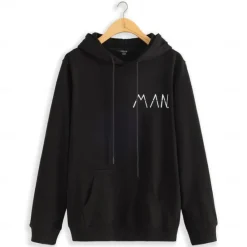 Best OUKU Men's Cotton Hoodie Pullover Basic Fashion Daily Casual Hoodies Letter Long Sleeve Holiday Vacation Streetwear Hooded Spring & Fall Clothing Apparel Designer Black