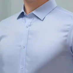Best OUKU Men's 100% Cotton Non-iron Dress Shirt Button Up Shirt Solid Color School Formal White Long Sleeve Turndown All Seasons Clothing Apparel