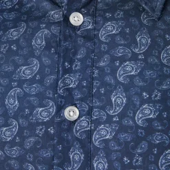 Discount OUKU Men's 100% Cotton Paisley Shirt Button Down Shirt Casual Shirt Long Sleeve Vintage Hawaiian Artistic School Performance Wedding Spring Fall Turndown Button Up Navy Blue