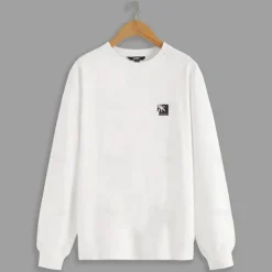 OUKU Men's 100% Cotton Palm Tree Sweatshirt Black Crew Neck Plain Print Casual Daily Sports Other Prints Basic Athletic Fall Winter Clothing Apparel White