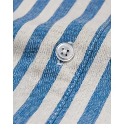Outlet OUKU Men's 100% Cotton Shirt Short Sleeve Striped Turndown Shirt Collar Work Sports & Outdoor Button Clothing Apparel Vacation Daily Casual Daily Blue