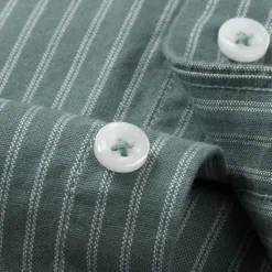 Online OUKU Men's 100% Cotton Striped Oxford Shirt Black Blue Green Light Grey Long Sleeve Shirt Collar School Wedding Clothing Apparel Vacation Vintage Neutral Fashion