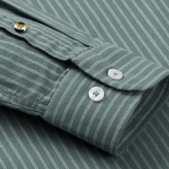 Online OUKU Men's 100% Cotton Striped Oxford Shirt Black Blue Green Light Grey Long Sleeve Shirt Collar School Wedding Clothing Apparel Vacation Vintage Neutral Fashion