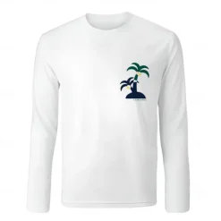 Outlet OUKU Men's 100% Cotton T Shirt Palm Tree Crew Neck Graphic Print Training Outdoor Long Sleeve Crewneck Clothing Apparel Elegant Warm Vacation Vintage