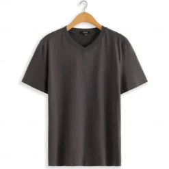 Best OUKU Men's 100% Cotton T Shirt Solid Color V Neck Training Outdoor Short Sleeve V Neck Clothing Apparel Vacation Sports Neutral Fashion