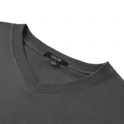 Best OUKU Men's 100% Cotton T Shirt Solid Color V Neck Training Outdoor Short Sleeve V Neck Clothing Apparel Vacation Sports Neutral Fashion