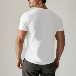Best OUKU Men's 100% Cotton T Shirt Solid Color V Neck Training Outdoor Short Sleeve V Neck Clothing Apparel Vacation Sports Neutral Fashion
