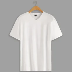 Best OUKU Men's 100% Cotton T Shirt Solid Color V Neck Training Outdoor Short Sleeve V Neck Clothing Apparel Vacation Sports Neutral Fashion