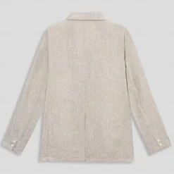 Hot OUKU Men's 100% Linen Blazer Jacket Wedding Party Casual Elegant Vacation Summer Spring Linen Blue Linen Blazer Solid Color Single Breasted Two-button Blazer Blue Beige
