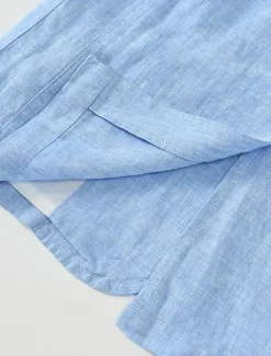 Online OUKU Men's 100% Linen Blazer Jacket Wedding Party Anniversary Summer Spring Linen Solid Color Single Breasted One-button Blazer Blue Beige