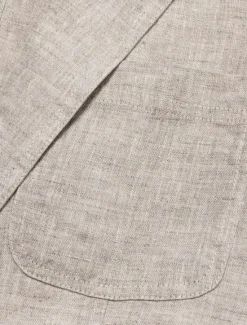 Online OUKU Men's 100% Linen Blazer Jacket Wedding Party Anniversary Summer Spring Linen Solid Color Single Breasted One-button Blazer Blue Beige