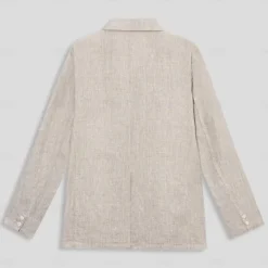 Online OUKU Men's 100% Linen Blazer Jacket Wedding Party Anniversary Summer Spring Linen Solid Color Single Breasted One-button Blazer Blue Beige