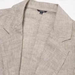 Sale OUKU Men's 100% Linen Blazer Suits Outdoor Pocket Spring Blue Linen Jacket & Fall 100% Linen Solid Color Button Pocket Single Breasted Blazer Blue Beige