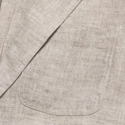 Sale OUKU Men's 100% Linen Blazer Suits Outdoor Pocket Spring Blue Linen Jacket & Fall 100% Linen Solid Color Button Pocket Single Breasted Blazer Blue Beige