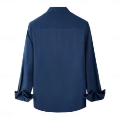Discount OUKU Men's 100% Linen Shirt Button Down Shirt Casual Shirt Solid Color Formal Casual White Light Green Red Dark Navy Long Sleeve Turndown Summer Winter Clothing Apparel Plain