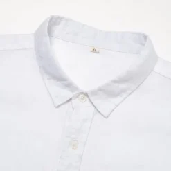 Discount OUKU Men's 100% Linen Shirt Casual Shirt Button Down Shirt Short Sleeve Solid Color Turndown Outdoor Button Clothing Apparel Vacation Daily White