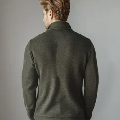 Discount OUKU Men's 100% Merino Wool Zip Sweater Knit Zipper Solid Color Peter Pan Collar Knitwear Elegant Training Christmas Clothing Apparel Fall Winter Army Green Black S M L