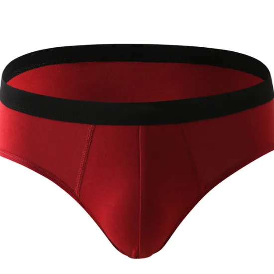 Discount OUKU Men's 3 Pack Briefs 95% Cotton Breathable Soft Plain Mid Waist Black Red