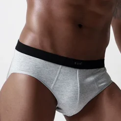 Discount OUKU Men's 3 Pack Briefs 95% Cotton Breathable Soft Plain Mid Waist Black Red
