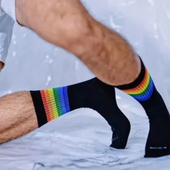 Online OUKU Men's 5 Pack Multi Packs Socks Crew Socks Running Socks Casual Socks White Red Color Rainbow Sports & Outdoor Daily Vacation Basic Medium Spring Fall Fashion Casual