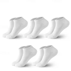 Sale OUKU Men's 5 Pack Multi Packs Socks Crew Socks Running Socks Casual Socks No Show Socks Hosiery Black White Color Plain Sports & Outdoor Casual Daily Basic Medium Spring Fall Fashion