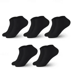 Sale OUKU Men's 5 Pack Multi Packs Socks Crew Socks Running Socks Casual Socks No Show Socks Hosiery Black White Color Plain Sports & Outdoor Casual Daily Basic Medium Spring Fall Fashion