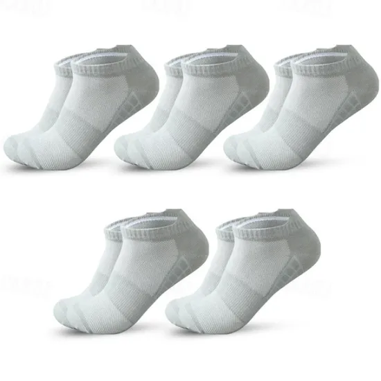 Hot OUKU Men's 5 Pack Multi Packs Socks Ankle Socks Low Cut Socks Running Socks Casual Socks Black White Color Plain Sports & Outdoor Daily Vacation Basic Medium Spring Fall Fashion Casual