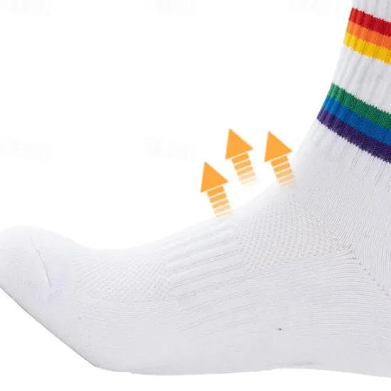 Sale OUKU Men's 2 Pack Multi Packs Socks Crew Socks Running Socks Casual Socks Black White Color Rainbow Sports & Outdoor Daily Vacation Basic Medium Spring Fall Fashion Casual