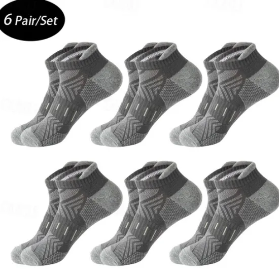 Outlet OUKU Men's 6 Pack Multi Packs Socks Ankle Socks Low Cut Socks Running Socks Casual Socks Black White Color Color Block Sports & Outdoor Casual Daily Basic Medium Spring Fall Fashion