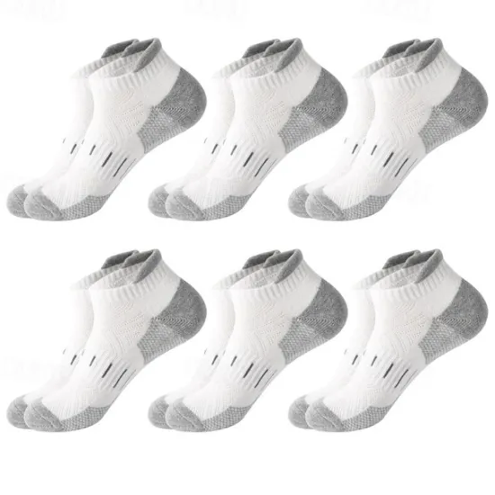 Outlet OUKU Men's 6 Pack Multi Packs Socks Ankle Socks Low Cut Socks Running Socks Casual Socks Black White Color Color Block Sports & Outdoor Casual Daily Basic Medium Spring Fall Fashion