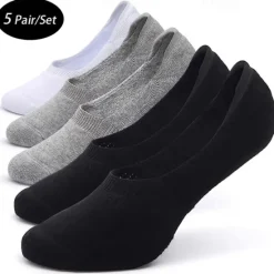 Best OUKU Men's 5 Pack Multi Packs Socks Ankle Socks Low Cut Socks Casual Socks Black White Color Plain Sports & Outdoor Daily Vacation Basic Medium Spring Fall Fashion Casual