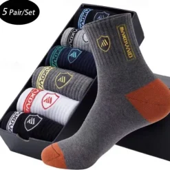 New OUKU Men's 5 Pack Multi Packs Socks Crew Socks Casual Socks Color Plain Sports & Outdoor Daily Vacation Basic Medium Spring Fall Fashion Casual Rainbow