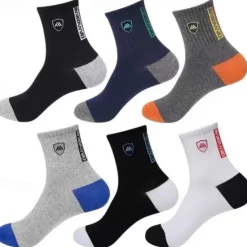 New OUKU Men's 5 Pack Multi Packs Socks Crew Socks Casual Socks Color Plain Sports & Outdoor Daily Vacation Basic Medium Spring Fall Fashion Casual Rainbow
