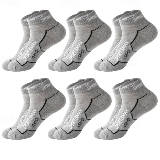 New OUKU Men's 6 Pack Multi Packs Socks Ankle Socks Low Cut Socks Running Socks Casual Socks Black White Color Color Block Sports & Outdoor Casual Daily Basic Medium Spring Fall Fashion