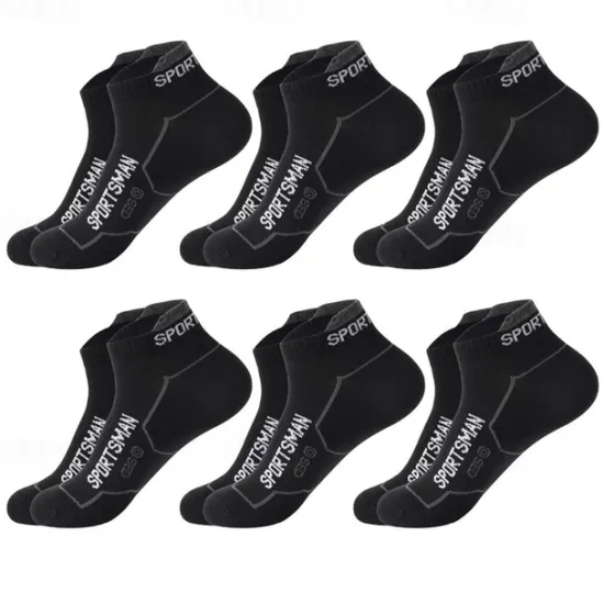New OUKU Men's 6 Pack Multi Packs Socks Ankle Socks Low Cut Socks Running Socks Casual Socks Black White Color Color Block Sports & Outdoor Casual Daily Basic Medium Spring Fall Fashion