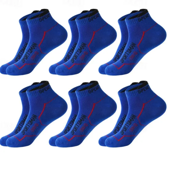 New OUKU Men's 6 Pack Multi Packs Socks Ankle Socks Low Cut Socks Running Socks Casual Socks Black White Color Color Block Sports & Outdoor Casual Daily Basic Medium Spring Fall Fashion